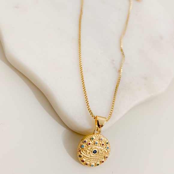 Colorful Evil Eye Necklace | 14k Gold Filled - Picture 5 of 8